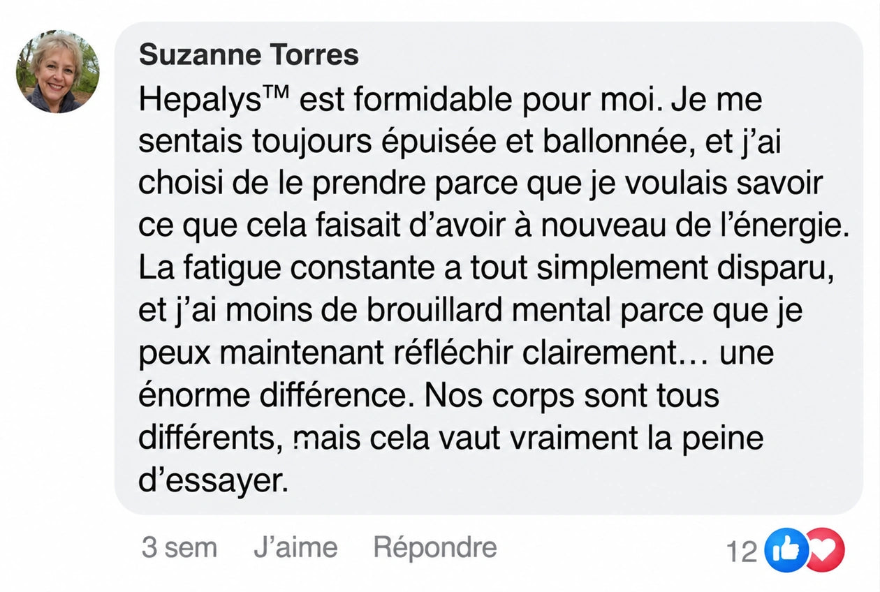 Commentaire client sur le soutien hépatique avec Hepalys ™